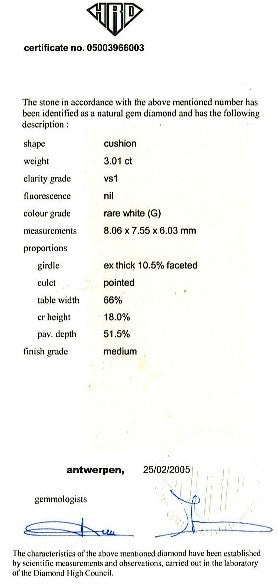 Cushion Cut Diamond FS 097 3.01ct