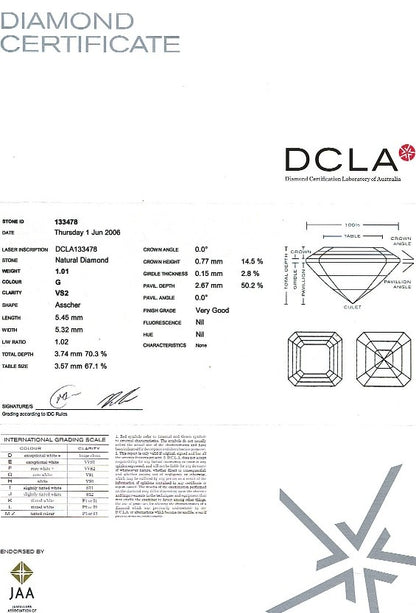Asscher Cut Diamond FS 125 1.01ct