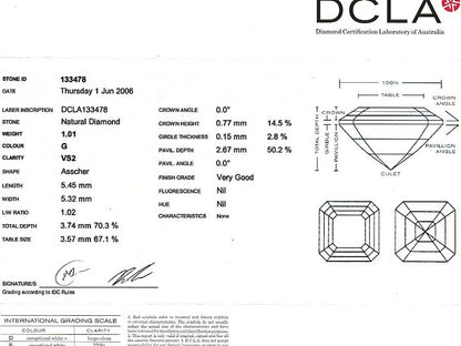 Asscher Cut Diamond FS 125 1.01ct