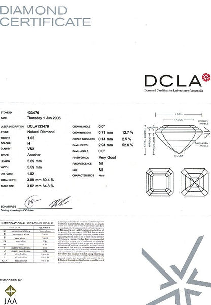 Asscher Cut Diamond FS 126 1.05ct