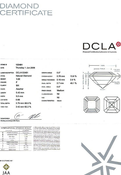 Asscher Cut Diamond FS 128 1.02ct