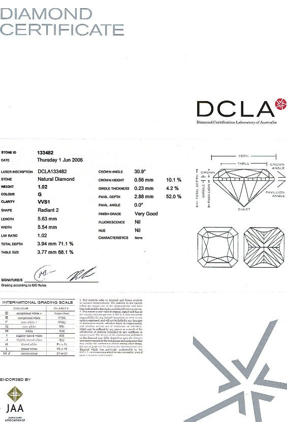 Radiant Cut Diamond FS 131 1.02ct