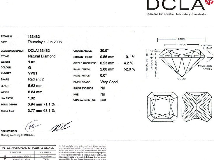 Radiant Cut Diamond FS 131 1.02ct