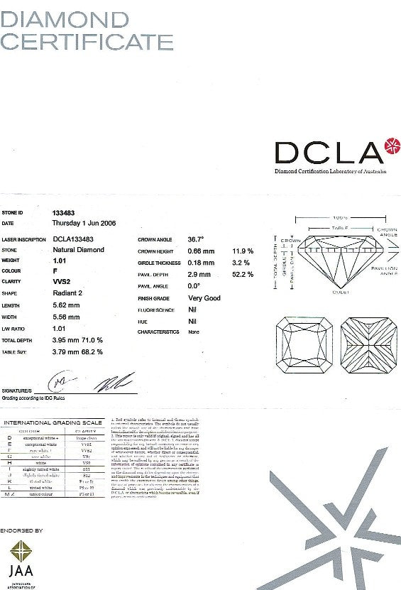 Radiant Cut Diamond FS 132 1.01ct
