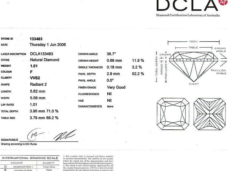 Radiant Cut Diamond FS 132 1.01ct