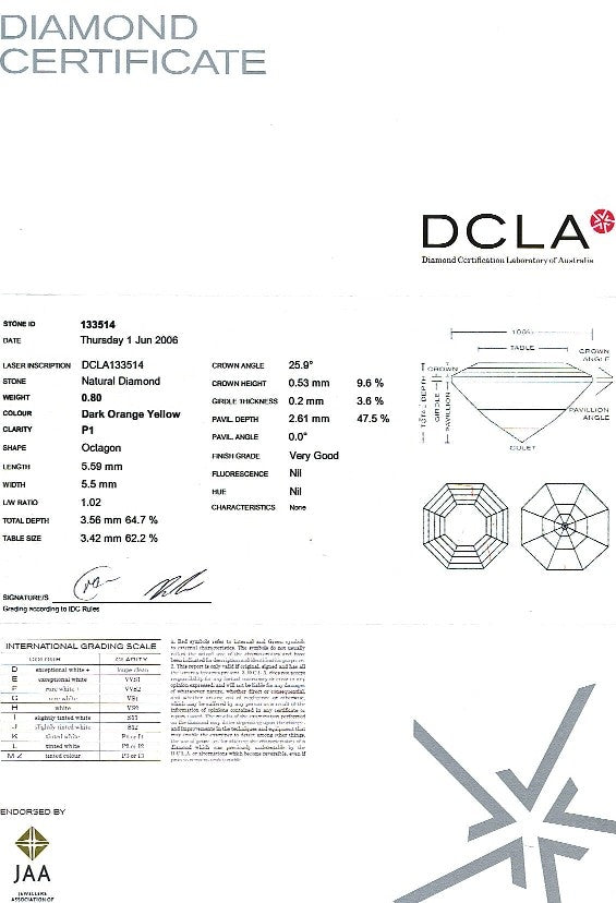 Octangonal Cut Diamond FS 133 0.80ct