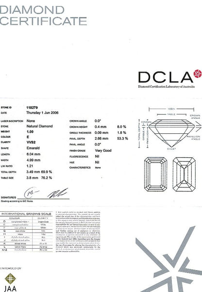 Emerald Cut Diamond A 089 1.00ct