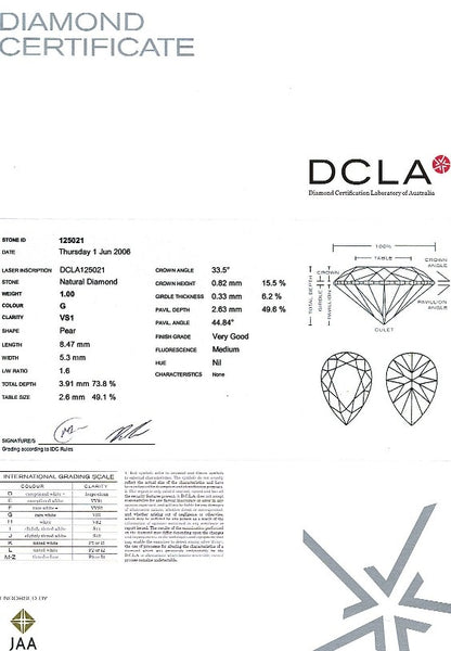 Pear Shape Diamond FS 020 1.00ct