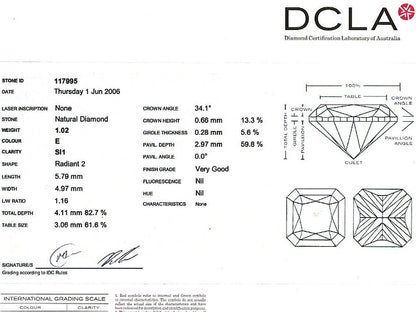 Square Radiant Cut Diamond FS 028 1.02ct