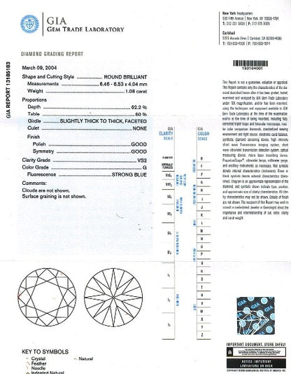 Round Brilliant Cut Diamond RBC 010 1.08ct