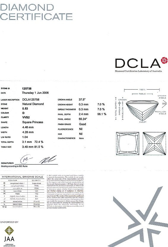 Princess Cut Diamond PRI 144 0.53ct