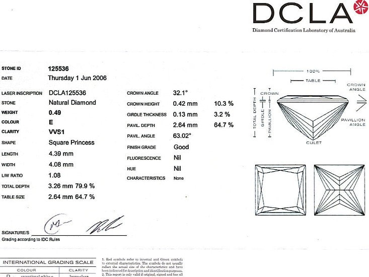 Princess Cut Diamond PRI 032A 0.49ct