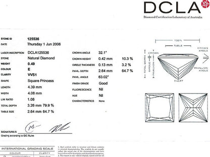Princess Cut Diamond PRI 032A 0.49ct