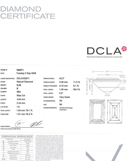 Baguette Cut Diamond 0.22ct E VS1