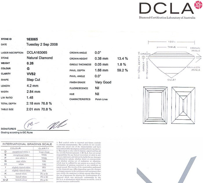 Baguette Cut Diamond 0.26ct G VVS2