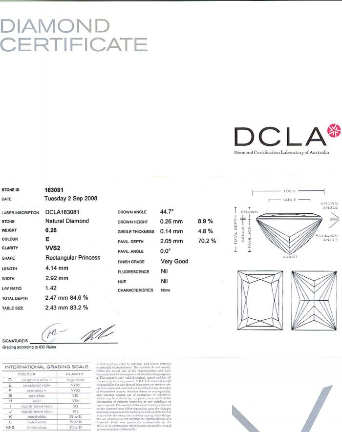 Baguillion Cut Diamond 0.26ct E VVS2