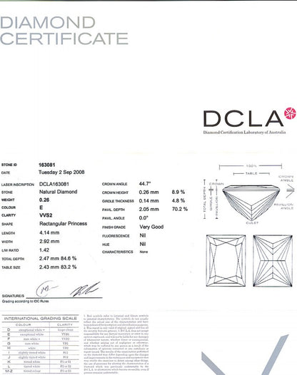 Baguillion Cut Diamond 0.26ct E VVS2