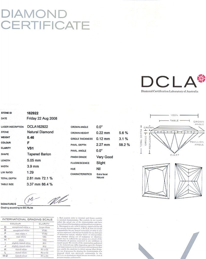 Trapezoid Diamond pairs 0.46ct F VS1