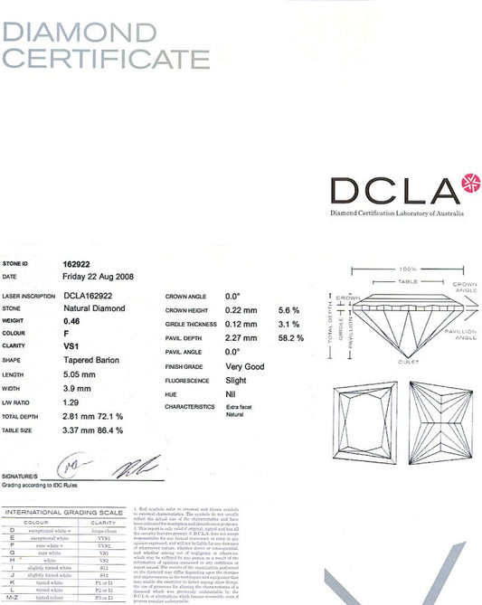 Trapezoid Diamond pairs 0.46ct F VS1