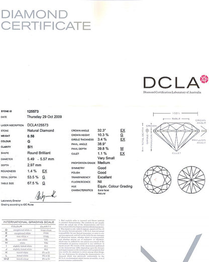 Round Brilliant Cut Diamond 0.56ct G SI1