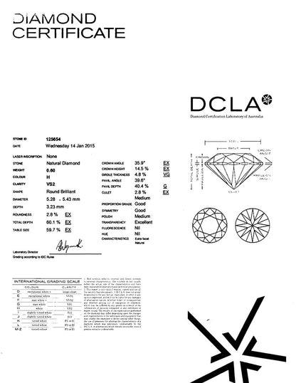 Round Brilliant Cut Diamond 0.60ct H VS2