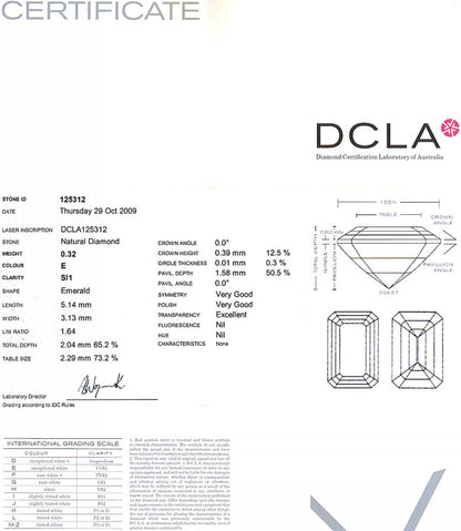 Emerald Cut Diamond 0.32ct E SI1