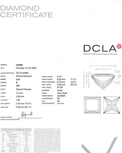 Princess Cut Diamond 0.47ct E VS1