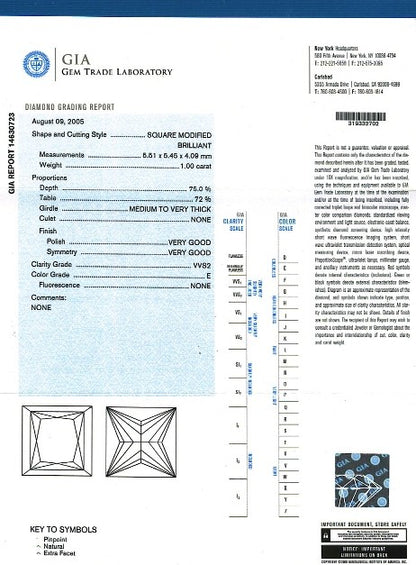 Princess Cut Diamond 1.00ct - E VVS2