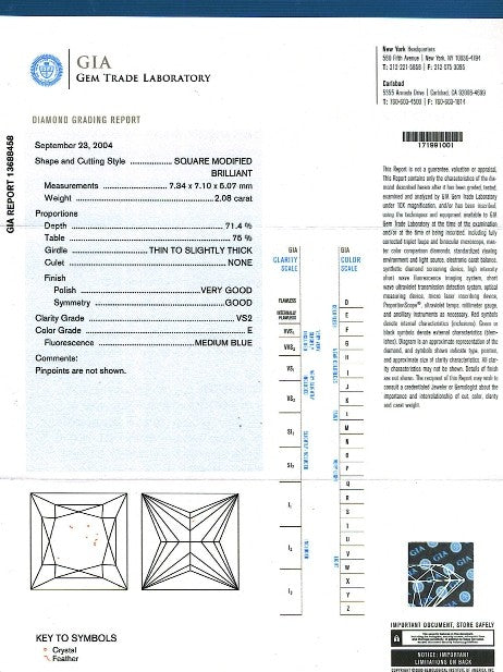 Princess Cut Diamonds PRI 154 2.08ct