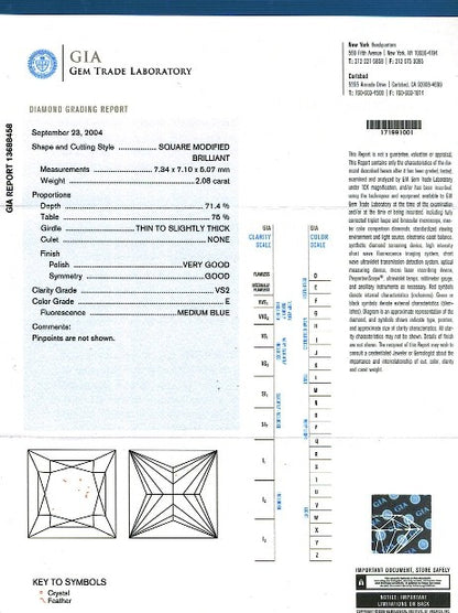 Princess Cut Diamonds PRI 154 2.08ct
