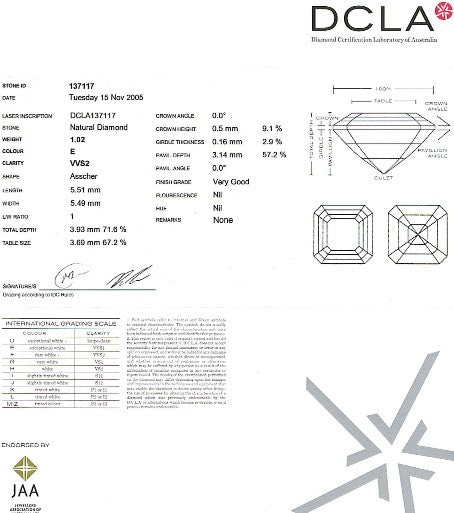 Asscher Cut Diamond FS 160 1.02ct