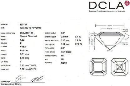 Asscher Cut Diamond FS 160 1.02ct