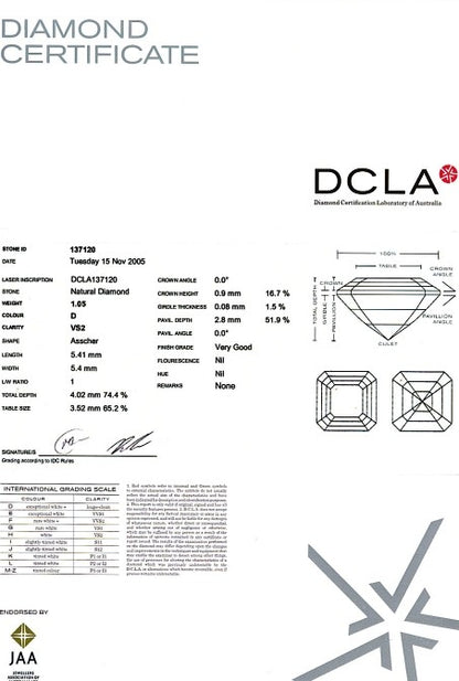 Asscher Cut Diamond FS 162 1.05ct