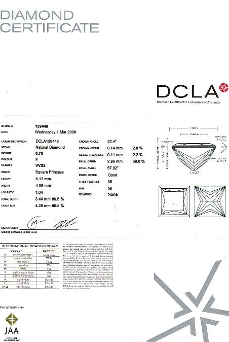 Princess Cut Diamond 0.70ct - PRI 155
