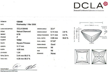 Princess Cut Diamond 0.70ct - PRI 155
