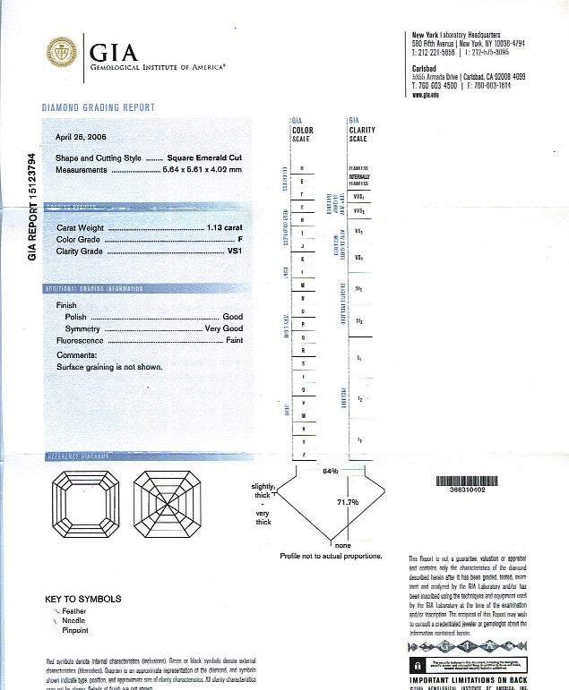 Asscher Cut Diamond 1.13ct F VS1