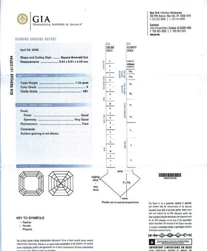 Asscher Cut Diamond 1.13ct F VS1