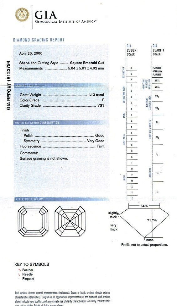 Asscher Cut Diamond 1.13ct F VS1