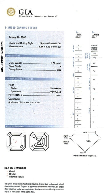 Asscher Cut Diamond 1.00ct F VS2 - FS 184