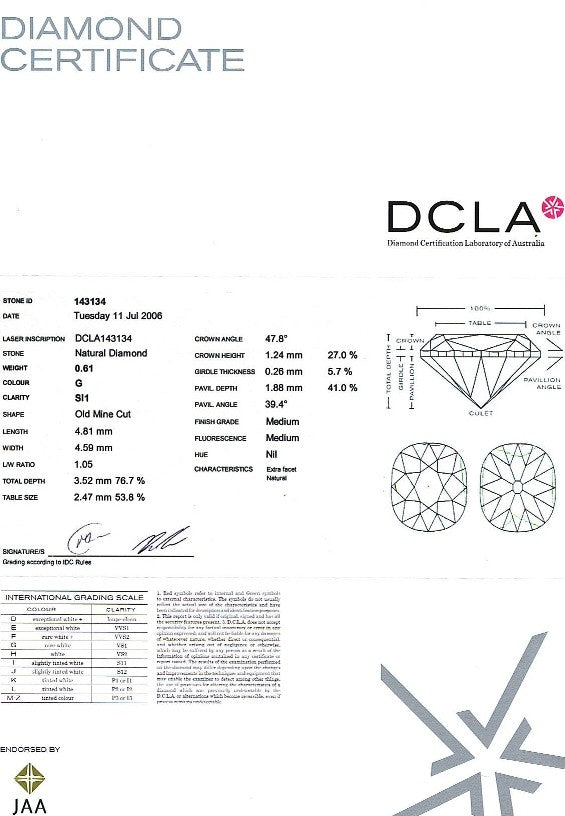 Old Mine Cut Diamond 0.61ct G SI1