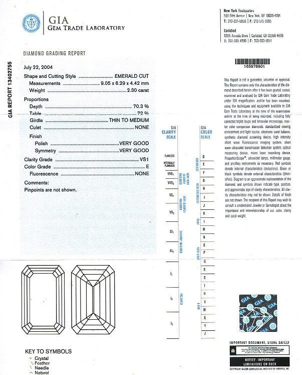 Emerald Cut Diamond 2.30ct E VS1