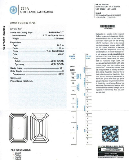 Emerald Cut Diamond 2.30ct E VS1