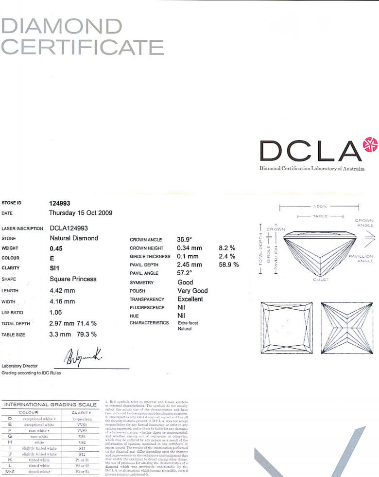 Princess Cut Diamond 0.45ct E SI1
