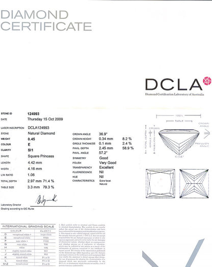 Princess Cut Diamond 0.45ct E SI1