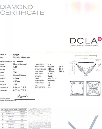 Princess Cut Diamond 0.30ct E VS1
