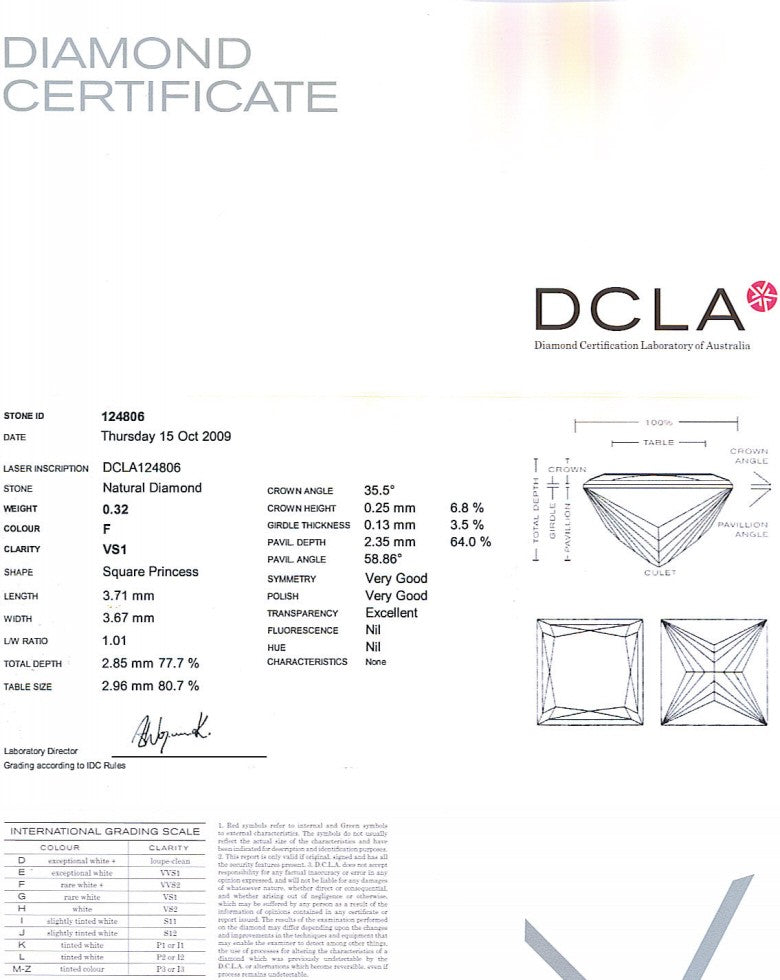 Princess Cut Diamond 0.32ct F VS1
