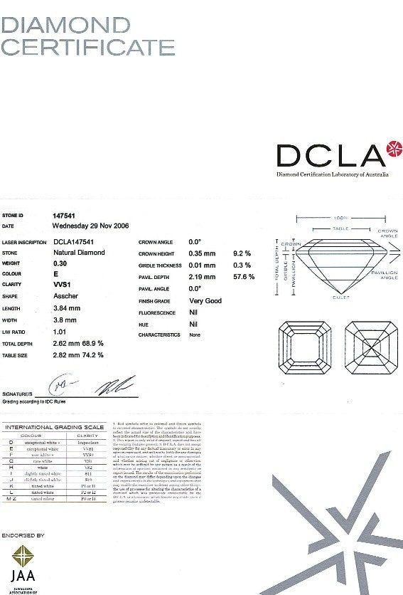 Asscher Cut Diamond 0.27ct E VVS2