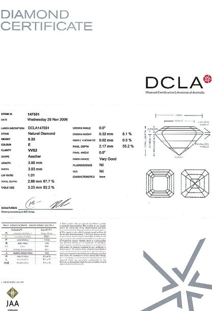 Asscher Cut Diamond 0.33ct E Vvs2