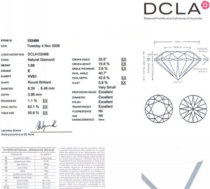 Round Brilliant Cut Diamond 1.00ct E VVS1