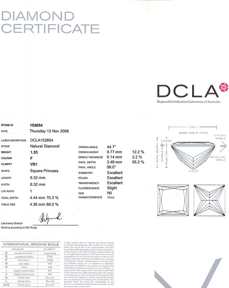 Princess Cut Diamond 1.53ct F VS2